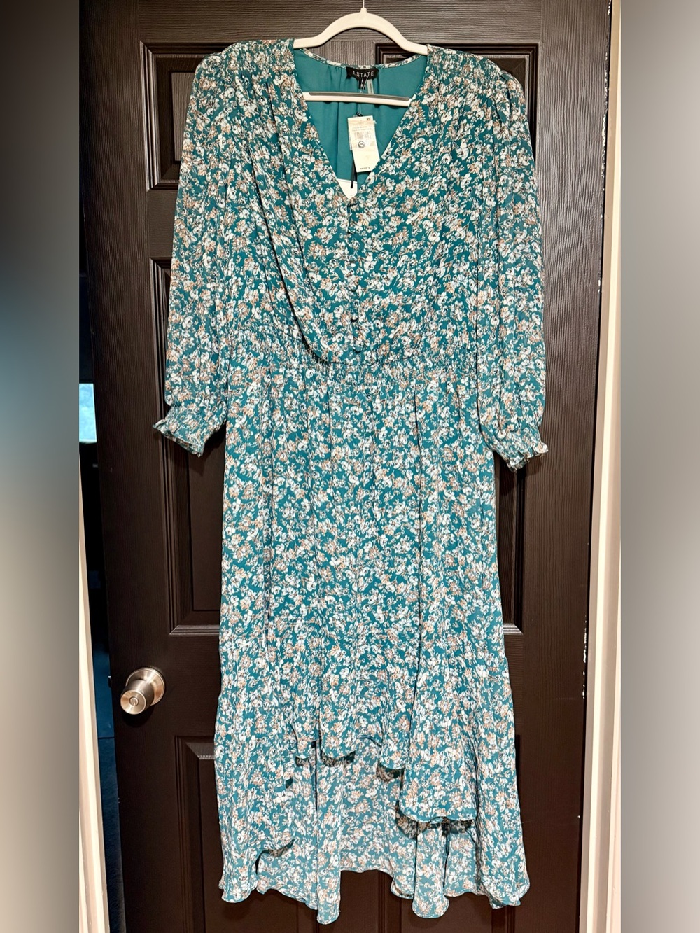 1. State Teal Floral Maxi Dress with Long Sleeves